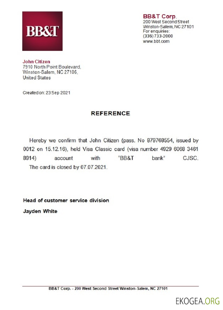 Référence USA , BB&T , closure